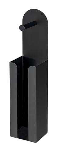 WENKO 2-in-1 Toilettenpapierhalter Agira, freistehend oder zum Kleben, Platz für 3 Ersatzrollen, matt lackierter Stahl, 12 x 54 x 11 cm, Schwarz von WENKO