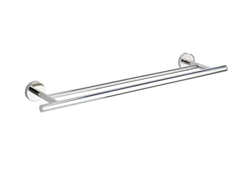 WENKO Badetuchstange Duo Mod. Bosio, Edelstahl, inkl. Schraubmaterial für Wandmontage, 60x5,5x14 cm, glänzend von WENKO