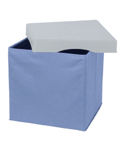 WENKO 2770014100 Aufbewahrungsbox Concept XL - Sitzwürfel, faltbar, Polyester, Kunststoff, 33 x 32 x 33 cm, blau-grau von WENKO