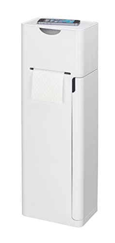 WENKO Stand WC-Garnitur Imon 6 in 1, Mit Toilettenpapierhalter, WC-Bürstenhalter, Ersatzrollenhalter, Stauraumfächer und Ablage, Kunststoff, 20 x 58,5 x 15 cm, Weiß mattiert von WENKO