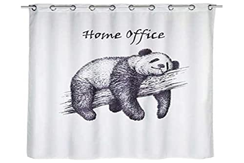 WENKO Anti-Schimmel Duschvorhang Home Office Flex, antibakterieller Textil-Vorhang mit Antischimmel Effekt, waschbar, wasserabweisend, mit integrierter Hängeeinrichtung, 180 x 200 cm, Schwarz/Weiß von WENKO