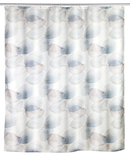 WENKO Anti-Schimmel Duschvorhang Navan, antibakterieller Textil-Vorhang für Dusche und Badewanne, waschbar & wasserabweisend, mit 12 Vorhang-Ringen zur Befestigung an der Duschstange, 180 x 200 cm von WENKO