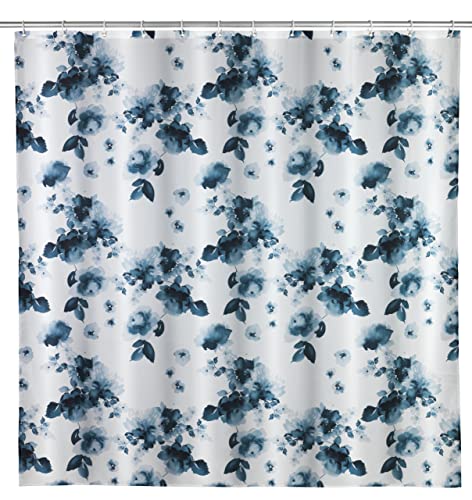 WENKO Anti-Schimmel Duschvorhang Rose Bleu, antibakterieller Textil-Vorhang mit Antischimmel Effekt, waschbar, wasserabweisend, mit 12 Ringen zur Befestigung an der Duschstange, 180 x 200 cm von WENKO