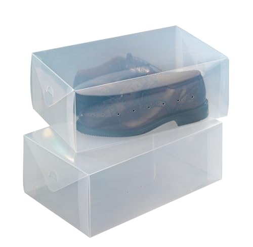 WENKO Aufbewahrungsbox für Schuhe, 2er Set, transparente Aufbewahrung für mehr Übersichtlichkeit im Schuhregal, platzsparendes Ordnungssystem im Kleiderschrank, aus Kunststoff, je 34 x 13 x 21 cm von WENKO