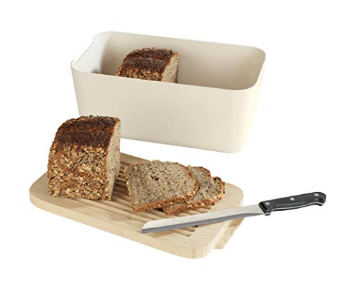 WENKO Aufbewahrungskasten Derry, Box mit Bambusdeckel & integriertem Schneidebrett Multicolor 14.5 x 20 x 34.5 cm von WENKO