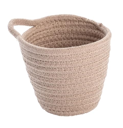 WENKO Badkorb Soria Sand, Aufbewahrungskorb, praktische Schlaufe zum Aufhängen, für Kosmetik, Bürste, Nagellack, Pinzette, Pinsel, hochwertiges Baumwollgewebe mit Polyester, 12,5 x 12 x 14,5 cm von WENKO