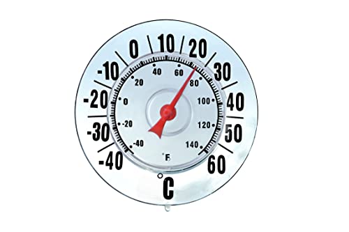Maximex Außen-Thermometer, mit Saugnapf, große Ziffern, frei von Quecksilber, Temperaturskala in Celsius und Fahrenheit, Maße: Ø 18 cm von Maximex