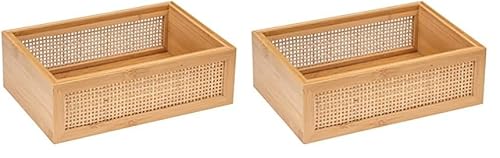 WENKO Badablage Allegre L, dekorative Ablage im trendigen Boho-Style aus hochwertigem Bambus und Rattan-Geflecht, zur praktischen Aufbewahrung von Badutensilien oder Accessoires, 22 x 7 x 15 cm, Natur von WENKO