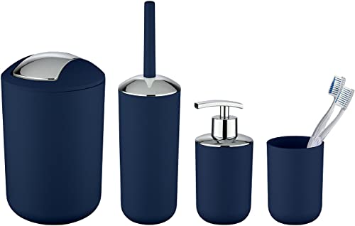 WENKO Badaccessoire-Set Brasil Dunkelblau, bruchsicher, 4-teilig von WENKO