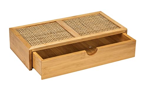 WENKO Badbox Allegre, dekorative Box mit Schublade im trendigen Boho-Style aus hochwertigem Bambus und Rattan-Geflecht, zur Aufbewahrung von Badutensilien oder Accessoires, 28 x 6 x 14 cm, Natur von WENKO