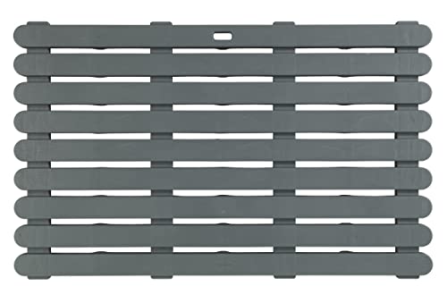 WENKO Badematte Indoor & Outdoor Grau, 50 x 80 cm - Badematte, Bodenrost für Dusche, Bad, Pool, Sauna mit rutschhemmender Struktur, Kunststoff, 80 x 3 x 50 cm, Grau von WENKO