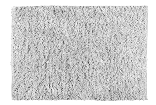 WENKO Badematte Lanas, nachhaltiger Badteppich hergestellt aus recycelten PET Flaschen in Schafswoll-Optik mit rutschhemmender Unterseite, Teppich waschbar bis 40°C, Maße (B x H): 60 x 90 cm, Hellgrau von WENKO