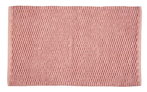 WENKO Badematte Mona, trendiger Badvorleger im Strickmuster aus 100% Baumwolle, Bad-Accessoire mit rutschhemmender Unterseite, Badteppich 50 x 80 cm, flexibel einsetzbar, waschbar, Dunkelgrau von WENKO