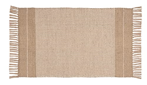 WENKO Badematte Pica, Bad-Teppich aus 70 % Jute und 30 % Baumwolle, Design mit heller Muster-Struktur und Fransen als Duschvorleger oder dekorativer Teppich, recycelbar, (B x T): 50 x 80 cm, Natur von WENKO