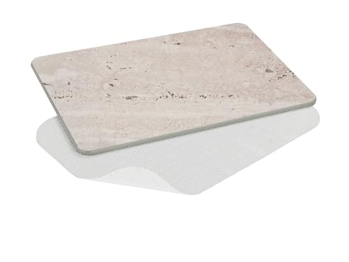 WENKO Badematte Puna, aus natürlichem Diatomit, rutschfest, wasserabsorbierend und schnelltrocknend, 60 x 1 x 39 cm, Grau von WENKO