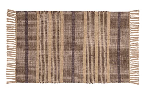 WENKO Badematte Sambu, Bad-Teppich aus nachhaltigen Naturfasern (100 % Jute) mit Streifenmuster und Fransen als Duschvorleger oder dekorativer Teppich, recycelbar, (B x T): 50 x 80 cm, Natur von WENKO