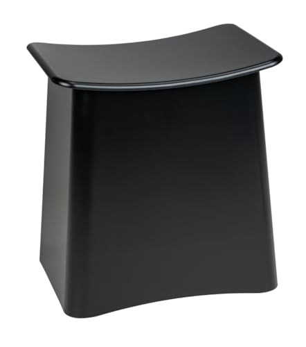 WENKO Badhocker Mod. Wing 2 in 1 Sitzhocker und Wäschekorb mit Deckel und herausnehmbarem Wäschesack Kunststoff 33 L 45 x 48 x 33 cm Schwarz von WENKO