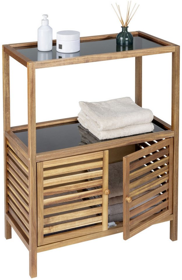 WENKO Badregal Fondi, Regal für Haushalt und Badezimmer, Akazienholz mit Glasböden WENKO Badregal Fondi, Regal für Haushalt und Badezimmer, Akazienholz mit Glasböden von WENKO