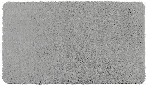 WENKO Badteppich Belize Light Grey - Badematte, sicher, flauschig, fusselfrei, Polyester, 55 x 65 cm, Hellgrau von WENKO