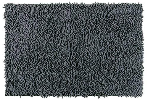 WENKO Badteppich Chenille Mouse Grey - Badematte, Duschmatte, samtweich & rutschhemmend, Polyester, 50 x 80 cm, Grau von WENKO