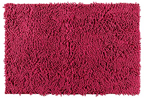 Wenko Badteppich Chenille Rasberry Red Duschmatte, Polyester, Rot, 80x50x3 cm von WENKO