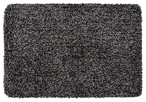 WENKO Badteppich Mélange Mouse Grey, 60 x 90 cm - Badematte, sicher, flauschig, fusselfrei, Polyester, 60 x 90 cm, Grau von WENKO
