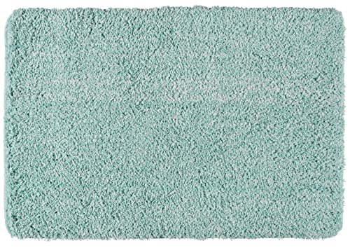 WENKO Badteppich Mélange Turquoise, 60 x 90 cm - Badematte, sicher, flauschig, fusselfrei, Polyester, 60 x 90 cm, Türkis von WENKO
