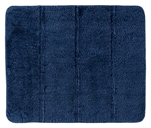 WENKO Badteppich Steps Marine Blue, 55 x 65 cm, Badematte, rutschhemmend, außergewöhnlich weiche und dichte Qualität von WENKO