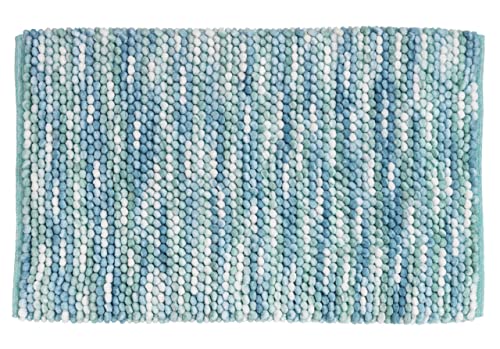 WENKO Badteppich Urdu Aqua, Badmatte im modernen Melange-Effekt, Badvorleger in schwerer Qualität, absolut fusselfrei, hohe Feuchtigkeitsaufnahme, schnelltrocknend, waschbar, rutschhemmend, 60 x 90 cm von WENKO