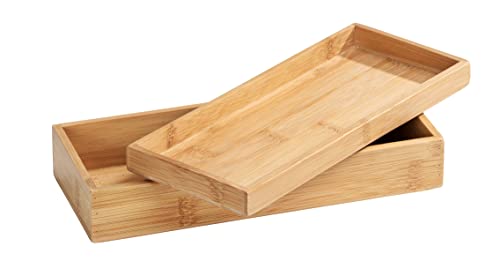 WENKO Bambus Box Terra mit Deckel, schmale Aufbewahrungsbox für Bürobedarf, Pinsel und Küchenzubehör aus Bambus mit 2 separierbaren Ablagemöglichkeiten für Bad & Haushalt, 24 x 5,5 x 10 cm, Natur von WENKO