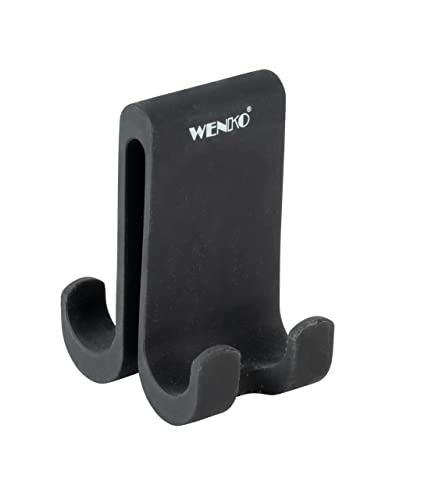 WENKO Doppel-Duschhaken Verna Duo, Haken aus Silikon für Duschkabinen mit Einer Wandstärke bis 10 mm, bietet viel Platz zum Aufhängen von Schwämmen, Handtüchern und Duschutensilien, Schwarz WENKO Doppel-Duschhaken Verna Duo, Haken aus Silikon für Duschkabinen mit Einer Wandstärke bis 10 mm, bietet viel Platz zum Aufhängen von Schwämmen, Handtüchern und Duschutensilien, Schwarz von WENKO