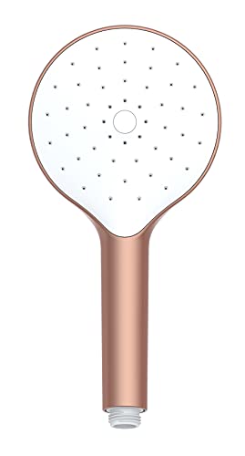 WENKO Duschkopf Automatic Cleaning, Anti-Kalk, runde Universal-Handbrause mit automatischem Reinigungssystem, belebende Regenwasserdusche, handlicher Brausekopf Ø 12 cm im Metallic-Look, ABS Rosé von WENKO