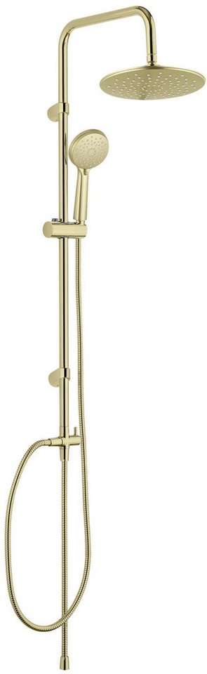 WENKO Duschsystem Young Line, Höhe 101 cm, 3 Strahlart(en), Komplett-Set, 7 tlg., Duschstange mit Halter, Handbrause, Regenduschkopf & Duschschlauch von WENKO