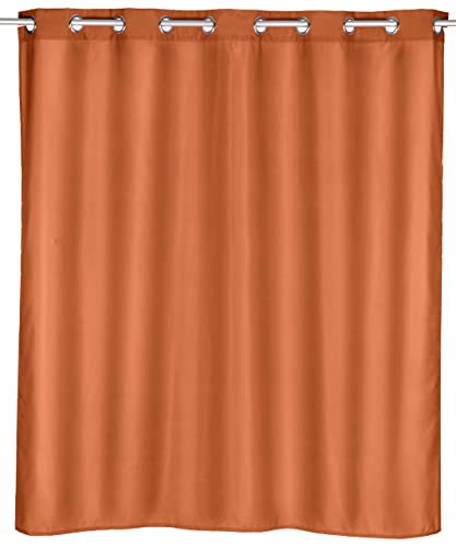 WENKO Duschvorhang Comfort Flex Terracotta, hygienischer Textil-Vorhang, waschbar, wasserabweisend, mit integrierter Hängeeinrichtung, ermöglicht schnelles & unkompliziertes Aufhängen, 180 x 200 cm von WENKO