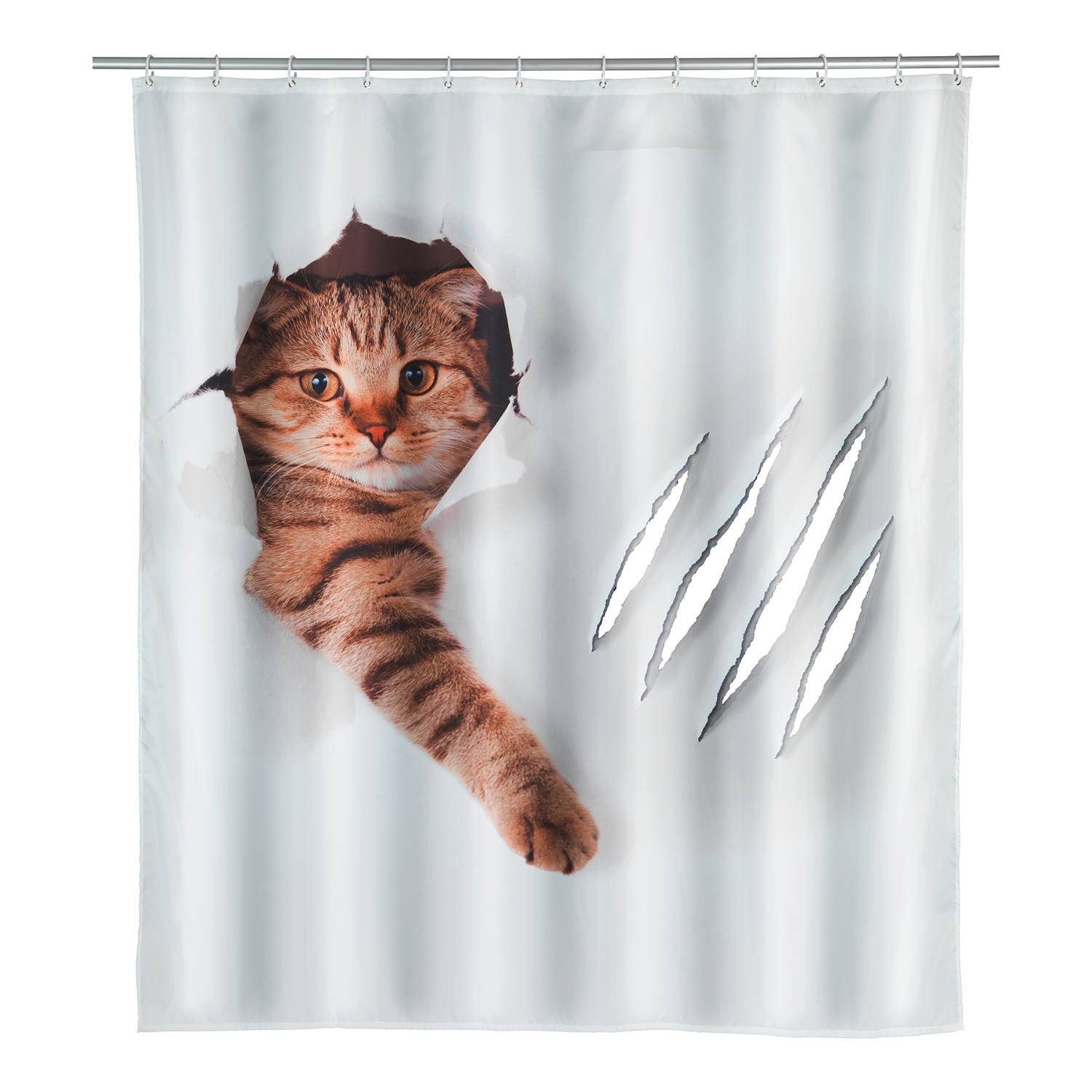 WENKO Duschvorhang Cute Cat Mehrfarbig Webstoff 180x200 cm (BxH) von WENKO