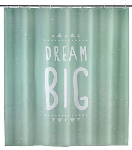 WENKO Duschvorhang Dream Big - wasserdicht, pflegeleicht, Polyethylen-Vinylacetat, 180 x 200 cm, Minzgrün von WENKO