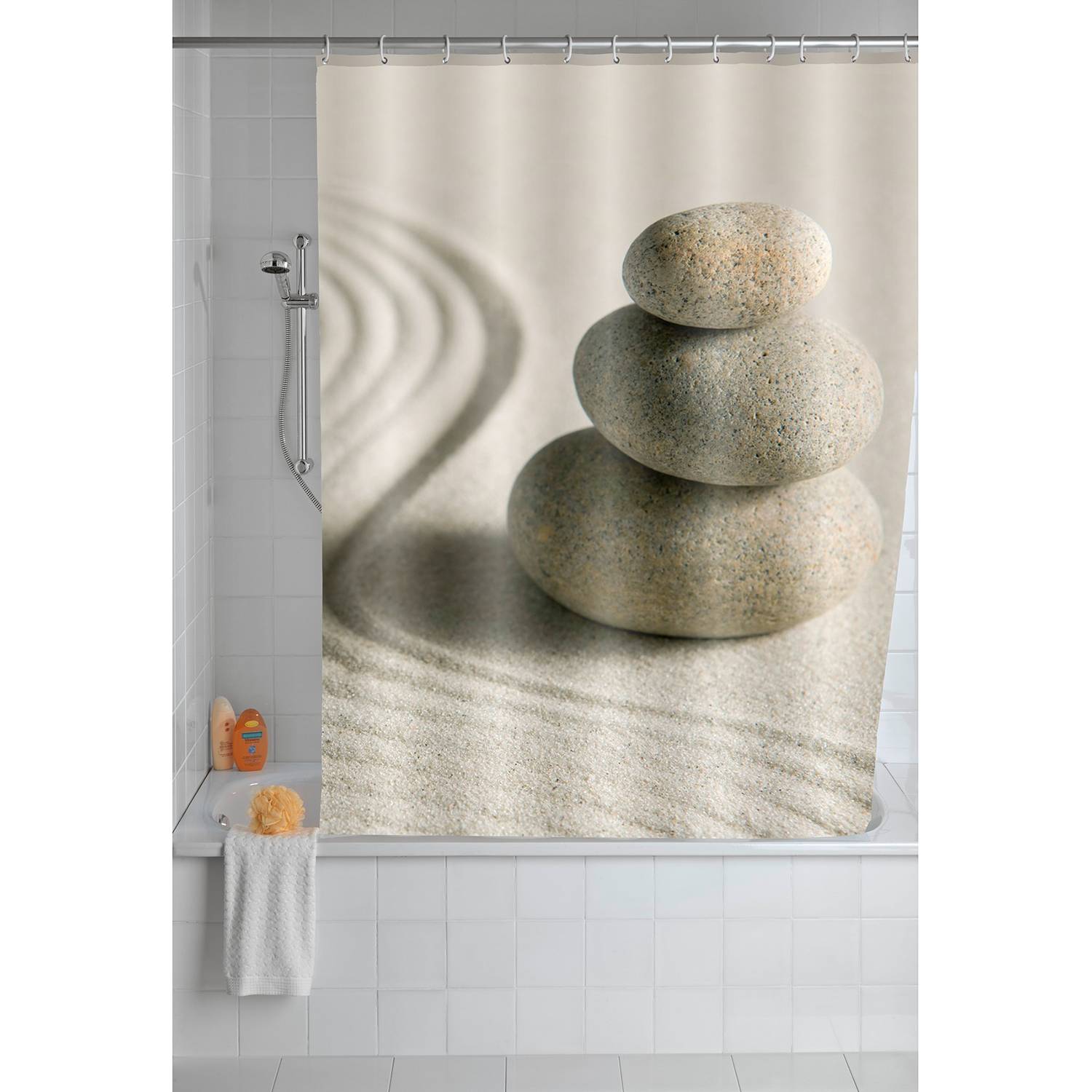 WENKO Duschvorhang Sand & Stone Sand Kunstfaser 180x200 cm (BxH) von WENKO