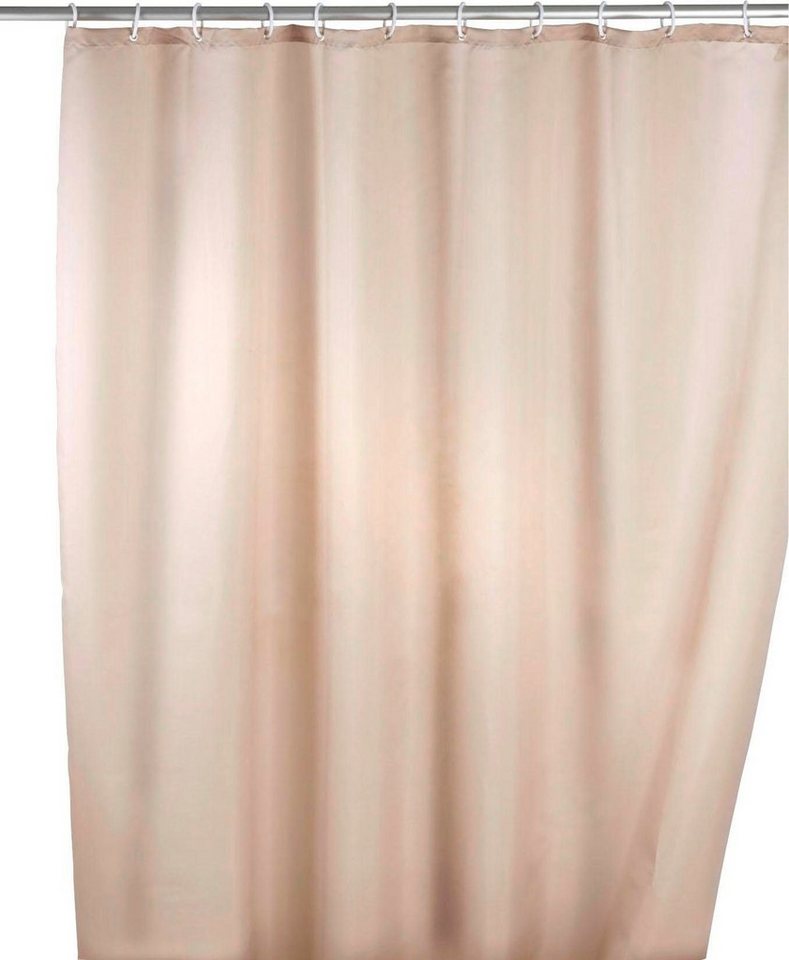 WENKO Duschvorhang Uni Beige Breite 180 cm, Höhe 200 cm, Polyester, waschbar von WENKO