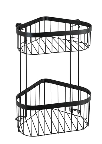 WENKO Eckregal 2 Etagen Classic Plus Black, Eckwandablage mit hochwertigem Rostschutz, 23,5 x 33 x 18,5 cm, Schwarz von WENKO