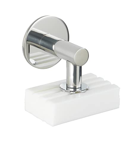 WENKO Turbo-Loc Magnet-Seifenhalter Glänzend, hochwertige Seifenablage für die Wand, Befestigen ohne Bohren mit Klebepad, sicherer Halt, umweltfreundlich & sparsam, Edelstahl rostfrei, 4,5 x 4 x 7 cm von WENKO