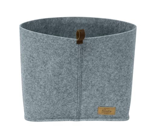 WENKO Filz-Korb Feli M, Box für mehr Ordnung und System in Schubladen und Regalen, in skandinavischem Design, für Küche, Diele oder Bad, gefertigt aus 100% Polyester, 24 x 16 x 16 cm, Grau von WENKO