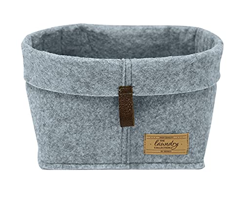 WENKO Filz-Korb Feli S, Box für mehr Ordnung und System in Schubladen und Regalen, in skandinavischem Design, für Küche, Diele oder Bad, gefertigt aus 100% Polyester, 18 x 13 x 12 cm, Grau von WENKO