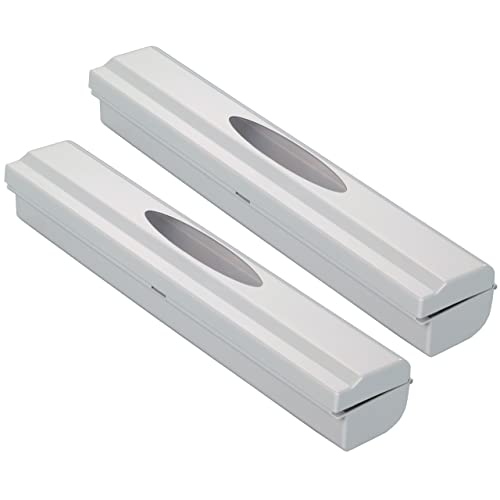 WENKO Folienschneider Perfect-Cutter, 2er Set, praktischer Abroller für Frischhaltefolie und Alufolie, Folienspender aus Kunststoff, 38 x 5,2 x 6,7 cm, Lichtgrau von WENKO