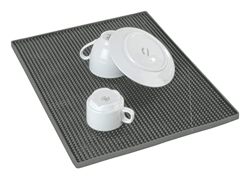 WENKO Geschirr-Abtropfmatte Maxi, extra große Gummimatte 40 x 30 cm, mit Noppenstruktur zum Abtropfen von Geschirr & Gläsern, Kunststoff, Grau von WENKO