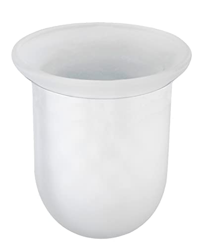 WENKO WC-Bürstenbehälter aus Glas, Ersatz-Bürstenhalter geeignet für WC-Bürsten bis Ø 11 cm, Weiß von WENKO