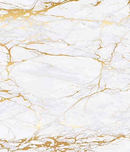 WENKO Glasrückwand Marmor Gold 60 x 70 cm - Spritzschutz, Gehärtetes Glas, 60 x 70 cm, Weiß von WENKO