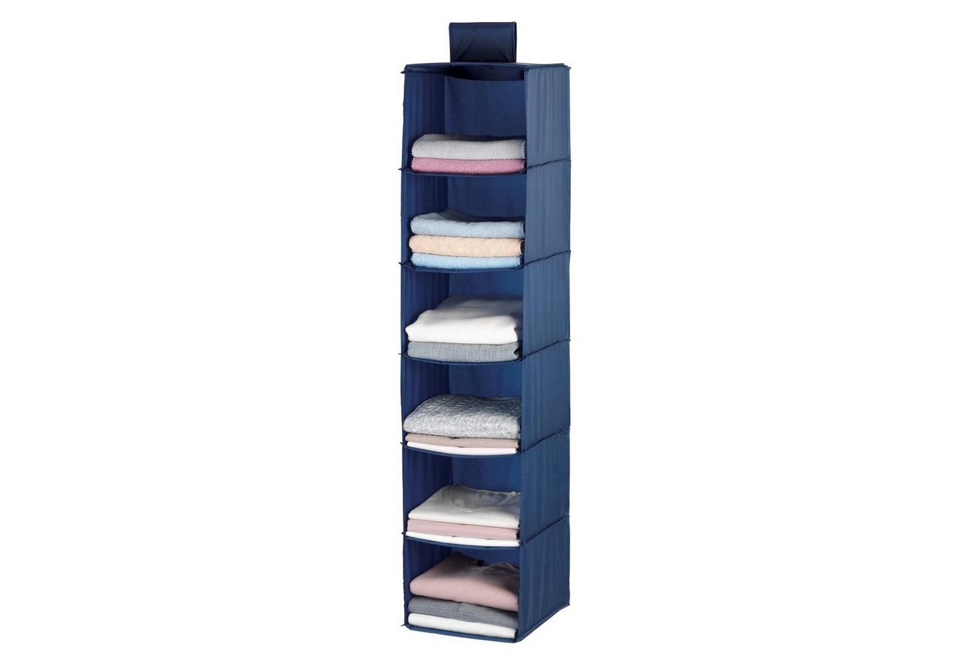 WENKO Hängeregal Wäschesortierer Kleiderschrank Hängeorganizer Organizer, Polyester Blau 6 Fächer von WENKO