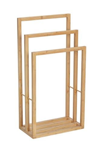 WENKO Handtuchbutler Bambusa, Handtuchständer aus stabilem Bambus mit 3 Stangen zur Handtuch-Aufbewahrung, (B x H x T): 42,5 x 82 x 23,5 cm, Natur von WENKO