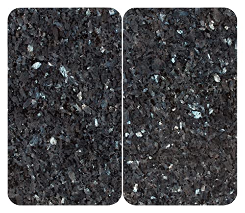 WENKO Herdabdeckplatte Universal Blauer Marmor, 2er Set Herdabdeckung für alle Herdarten, Gehärtetes Glas, 30 x 52 cm, mehrfarbig von WENKO