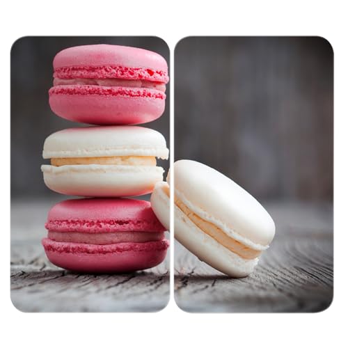 WENKO Herdabdeckplatte Universal Mod. Macarons, höhenverstellbar für alle Herdarten, Schneidebrett und Spritzschutz, Glas, 30 x 52 cm, 2-teilig von WENKO